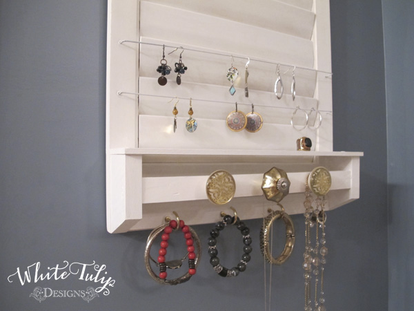 DIY Jewelry Holder with inexpensive and reclaimed materials - White Tulip Designs
